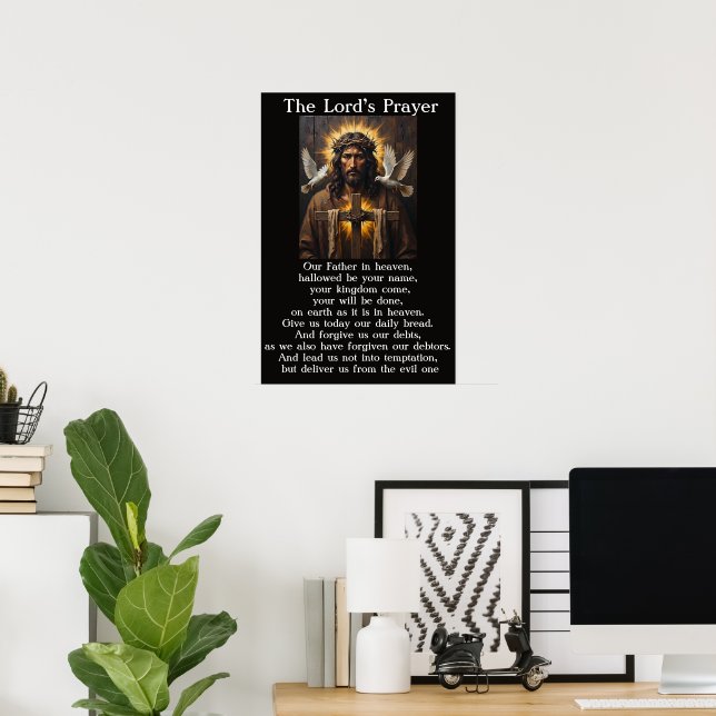 Poster Œuvre d'art de la Prière du Seigneur Sainte Croix  (Bureau à domicile)