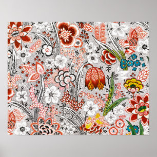 Poster Œuvre d'art florale abstraite vintage bohème éléga
