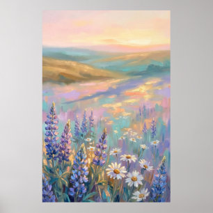 Poster Œuvre d'art florale pastel iridescente