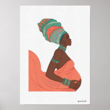 Œuvre d'art illustrée de maternité de femme noire
