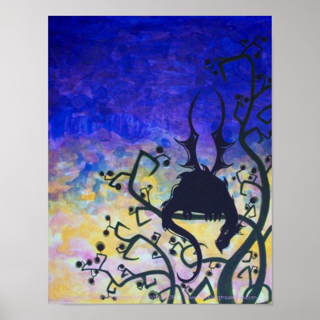 Poster OEuvre d'art imaginaire silhouette du dragon de l' (Devant)