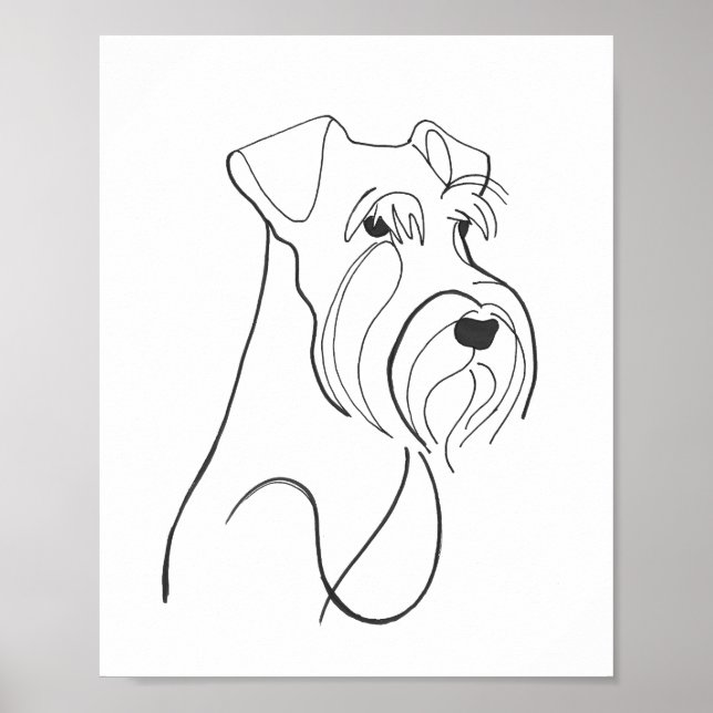 Poster Œuvre d'art minimaliste de Schnauzer peint à la ma (Devant)