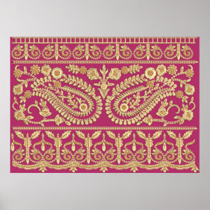 Poster OEuvre d'art moghol. or antique indien b