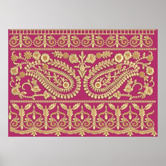 Poster OEuvre d'art moghol. or antique indien b (Devant)