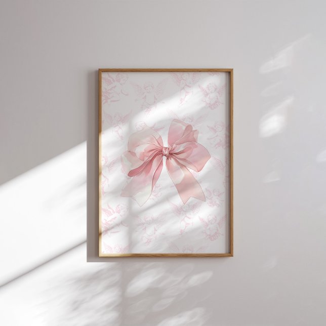 Poster Œuvre d'art murale ange à nœud rose (Créateur téléchargé)