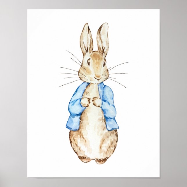 Poster Œuvre d'art murale Blue Bunny | Lapin aquarelle (Devant)