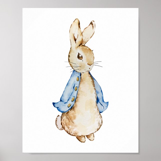 Poster Œuvre d'art murale Blue Bunny | Lapin aquarelle (Devant)
