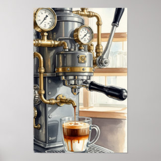 Poster Œuvre d'art murale. Café d'ambiance matinale