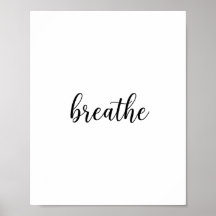 Œuvre d'art murale citation Breathe Script