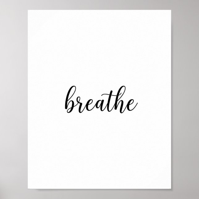 Poster Œuvre d'art murale citation Breathe Script (Devant)