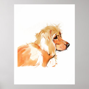Poster Œuvre d'art murale Cocker Spaniel, Peinture à l'aq
