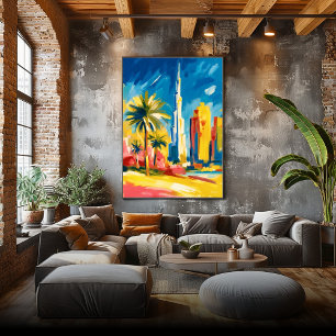 Poster Œuvre d'art murale colorée fauviste de la skyline