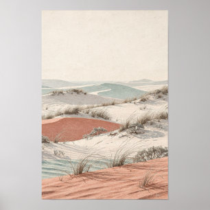 Poster Œuvre d'art murale côtière aux dunes de corail et