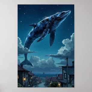 Poster Œuvre d'art murale de baleine céleste d'anime
