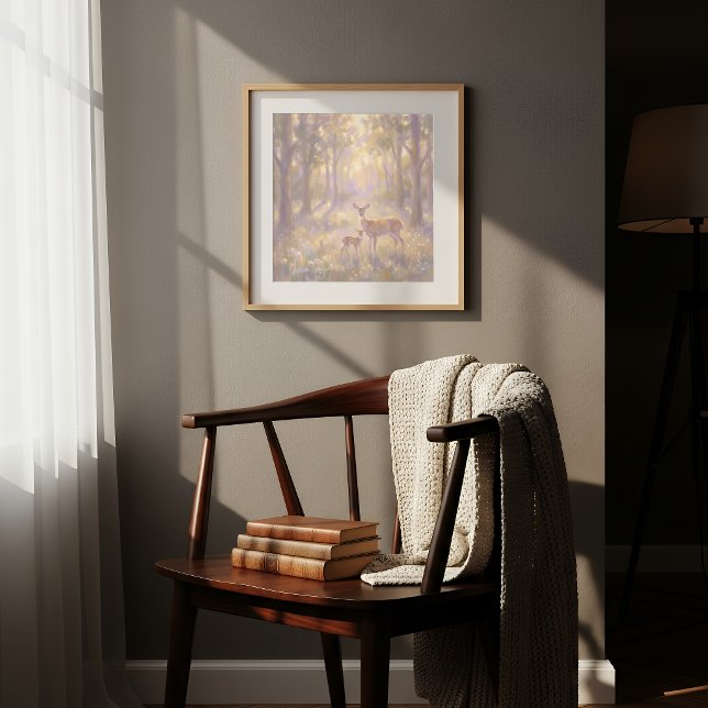 Poster Œuvre d'art murale de biche et de faon (Créateur téléchargé)