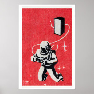 Poster Œuvre d'art murale de boîte d'allumettes Astronaut