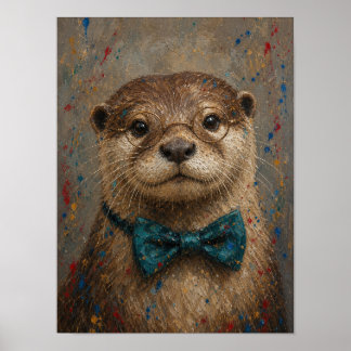 Poster Œuvre d'art murale de loutre de rivière — Portrait