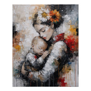 Poster Œuvre d'art murale de maternité émotionnelle avec
