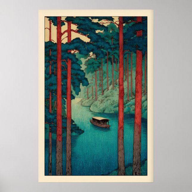 Poster Œuvre d'art murale de rivière tranquille dans le s (Devant)