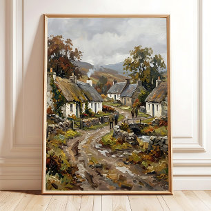 Poster Œuvre d'art murale de village des Highlands écossa