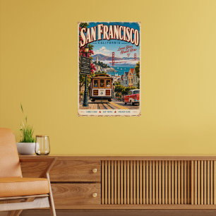 Poster Œuvre d'art murale de voyage à San Francisco en Ca