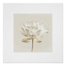 Œuvre d'art murale fleur de lotus blanche – Minima