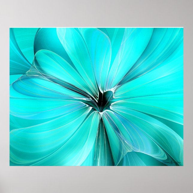 Poster Œuvre d'art murale florale bleu cristal (Devant)