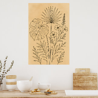 Poster Œuvre d'art murale florale boho – Art botanique ne