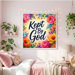 Poster Œuvre d'art murale florale multicolore gardée par