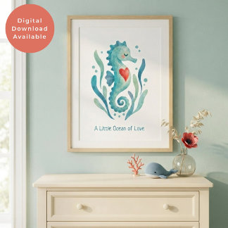 Poster Œuvre d'art murale Hippocampe de la Saint-Valentin