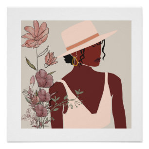 Poster Œuvre d'art murale minimaliste de femme noire