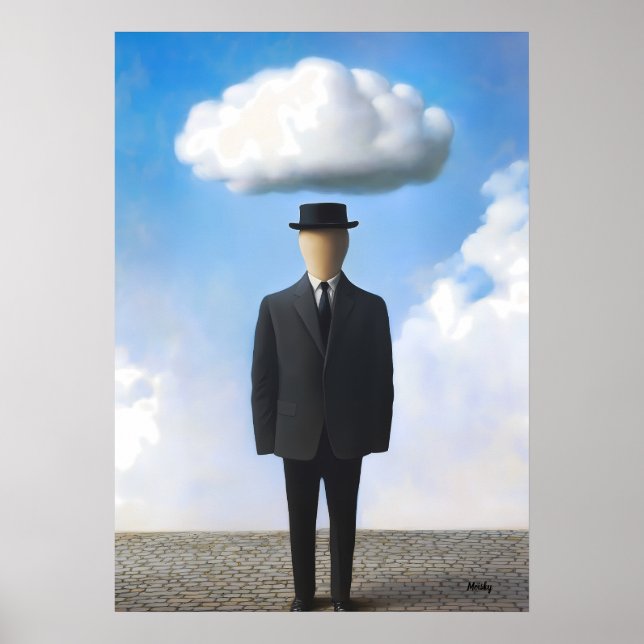 Poster Œuvre d'art murale surréaliste - Homme sans visage (Devant)