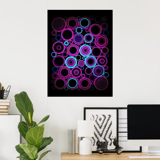 Poster Œuvre d'art numérique Matrix Synthwave Électrique  (Bureau à domicile)