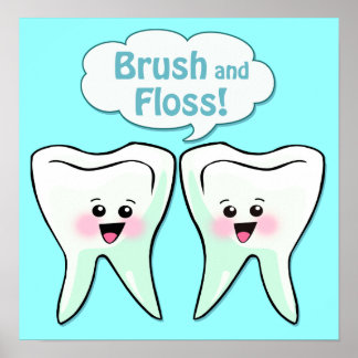 Poster Oeuvre d'art pour dentistes de brosse et de fleur