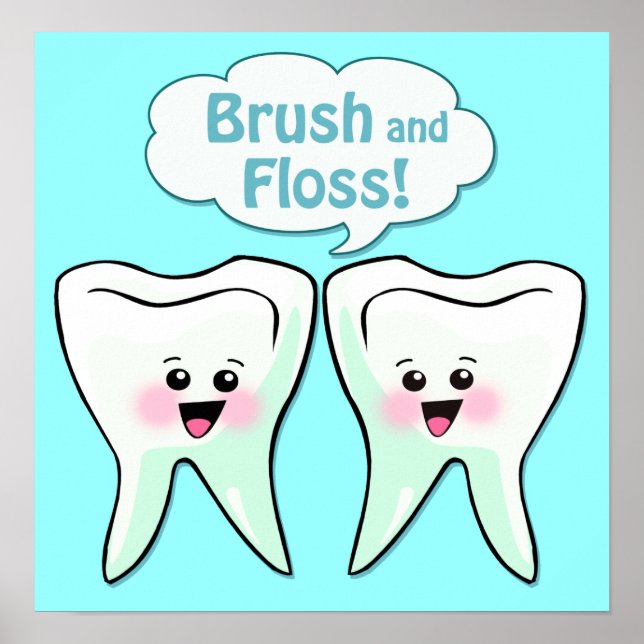 Poster Oeuvre d'art pour dentistes de brosse et de fleur (Devant)