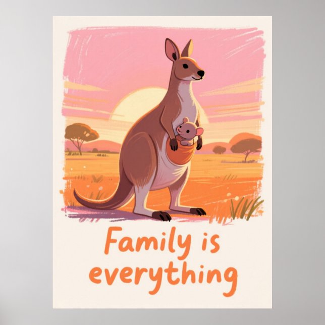 Poster Œuvre d'art sur le coucher de soleil de la famille (Devant)