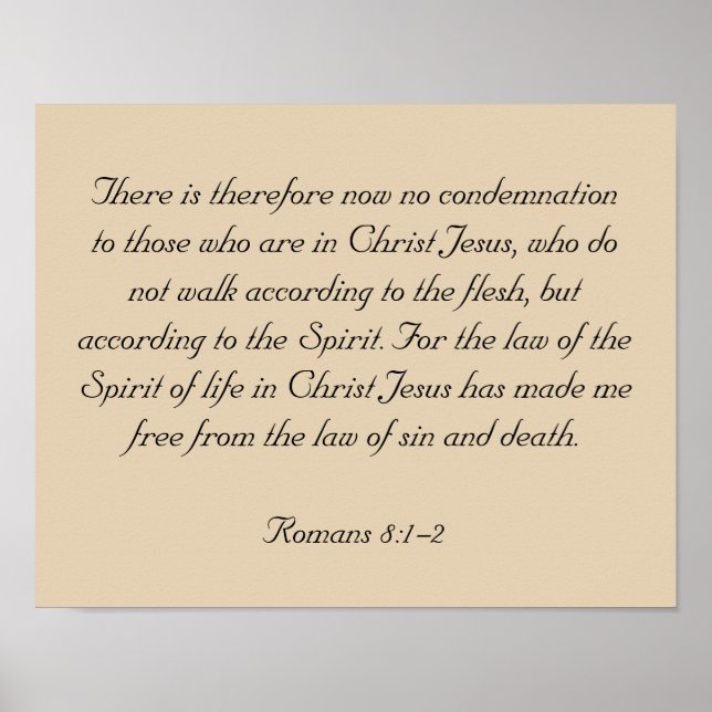Poster Oeuvre de la Bible encadrée, Romains 8:1-2 (Devant)