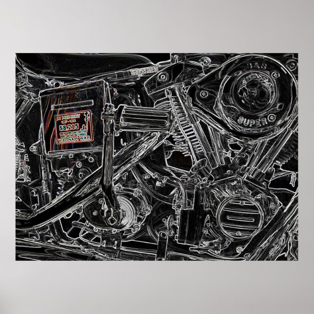 Poster Oeuvre de la Moto Old Harley - Viêt Nam Mémoire (Devant)