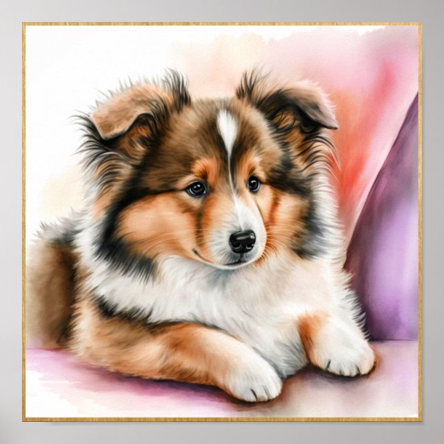 Poster Oeuvre de Shetland Sheepdog pour les filles (Devant)
