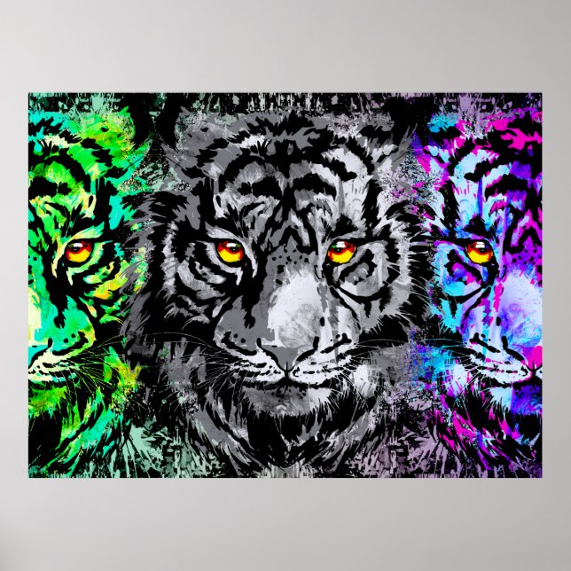 Poster Oeuvre de tigre cool - Gros Chats - Tigre (Devant)