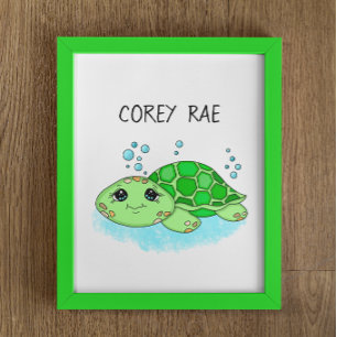 Poster Oeuvre de tortue personnalisée