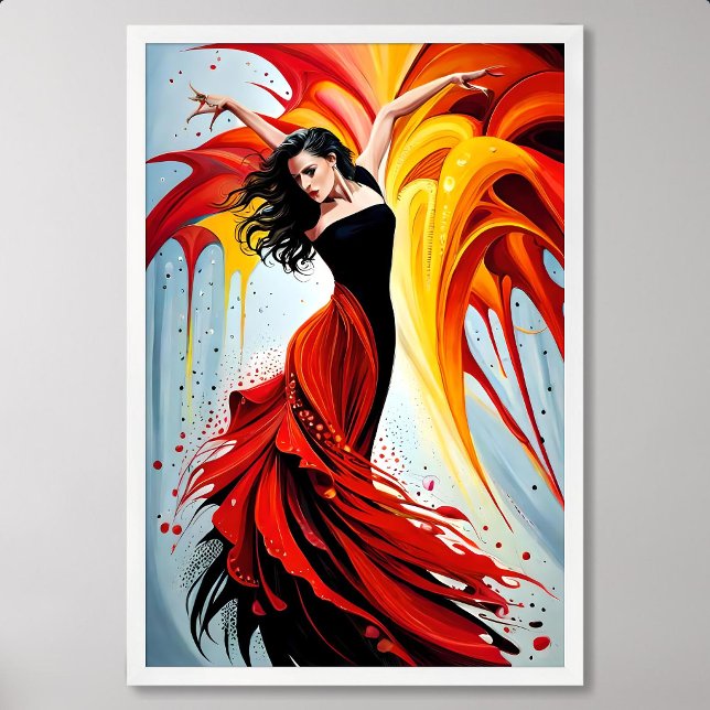 Poster OEuvre d'Esprit Espagnol en peinture de danse flam (Spanish Spirit Artwork in Flamenco Dance Painting)