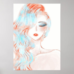 Poster OEuvre d'une fille couleur néon