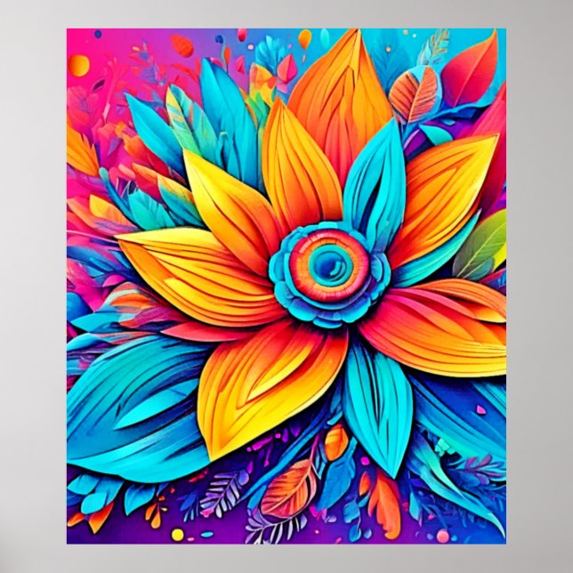 Poster Oeuvre florale dynamique (Devant)