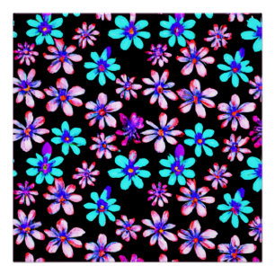 Poster Oeuvre Motif De Fleurs De Neon. Commandez dès main