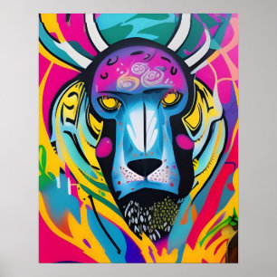 Poster OEuvre murale Abstraite en Lion
