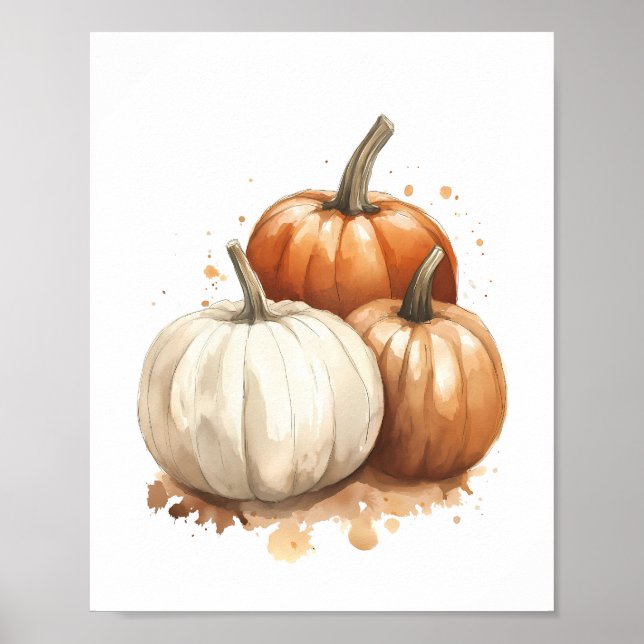 Poster OEuvre murale d'automne, Décor Citrouille d'automn (Devant)