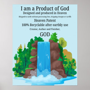 Poster OEuvre murale de chute d'eau, produit de Dieu