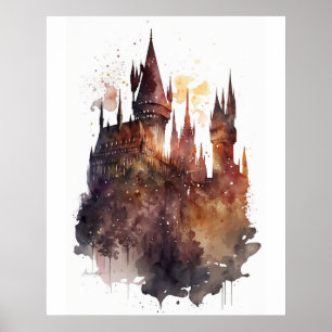 Poster Oeuvre originale du château d'aquarelle