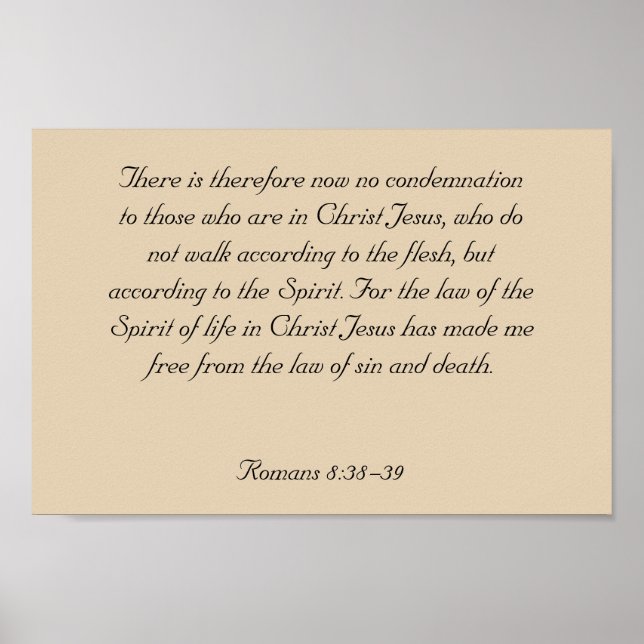 Poster Oeuvre Verse De La Bible Cadre, Romains 8:38-39 (Devant)